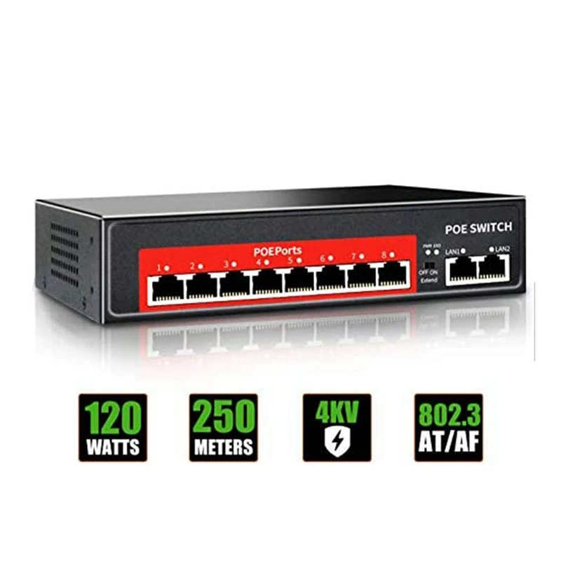 Коммутатор POE 48 В с 8 портами 802 3 Мбит/с IEEE Af/At|Сетевые коммутаторы| |