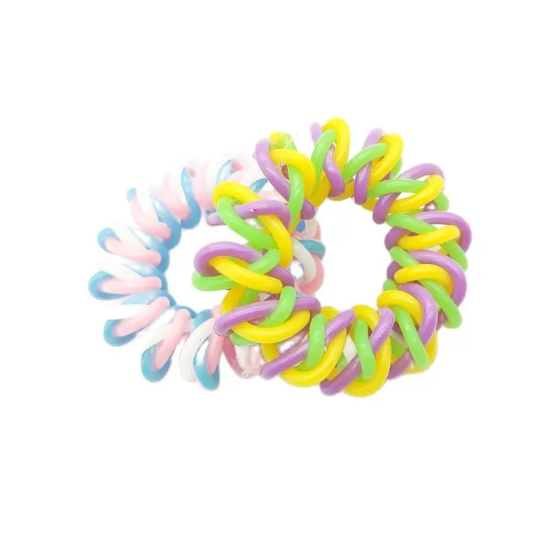 

Wholesale 5Pcs Size 3.5CM Girls Coloful Braid Elastic Telephone Wire Hair Ropes Ponytail Holders Rubber Bands
