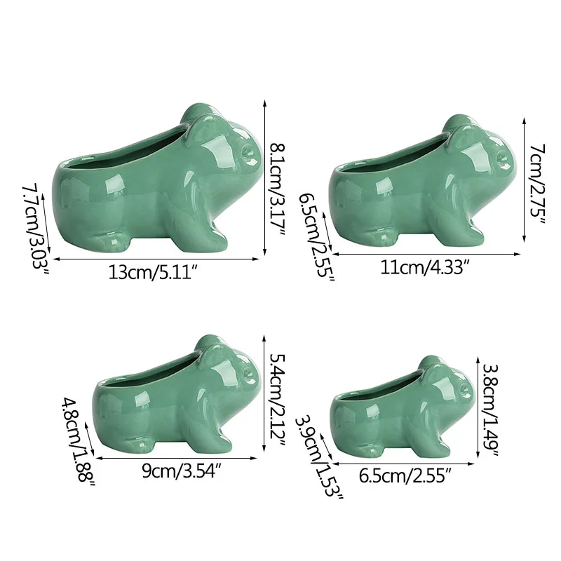 

Home Garden Decoration Glazed Ceramic Frog Flower Pot Miniature Model Succulent Planter Cute Animal Flowerpots Decoration Crafts