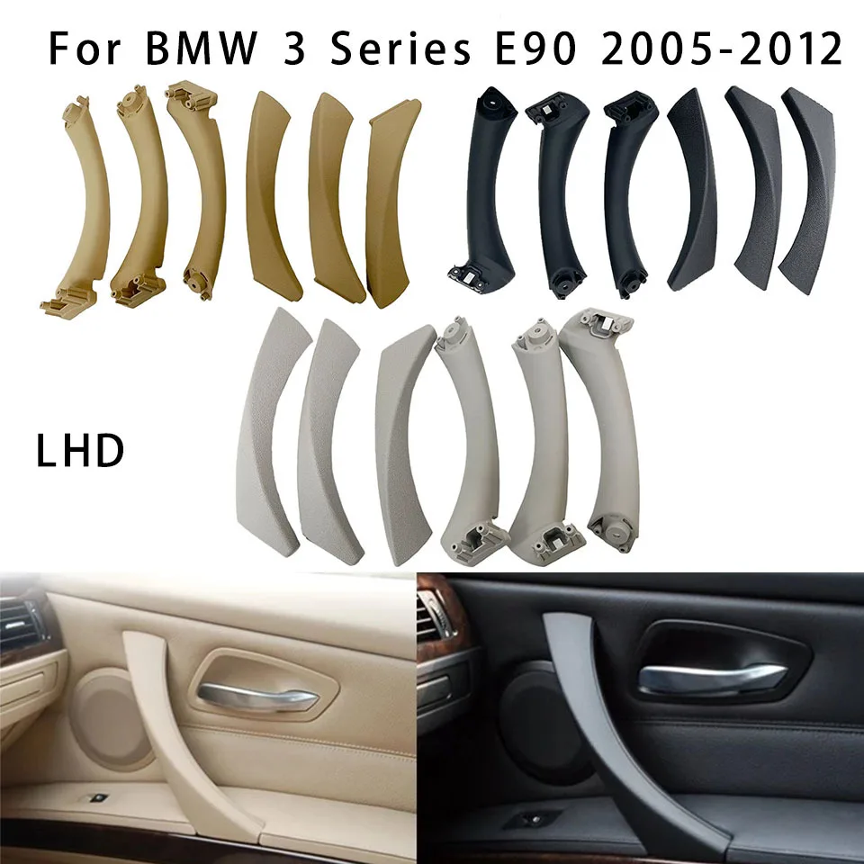 

6 шт. бежевый/черный/серый LHD левый правый внутренний подлокотник для внутренней двери автомобиля, накладная Крышка для BMW 3 серии E90