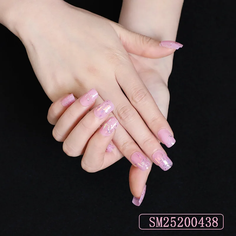 

4 Styles HOT Fake Nails Nail Tips Laser Colored Paper Classical Gradient Glitter Matte Short Long Press on Fingernails