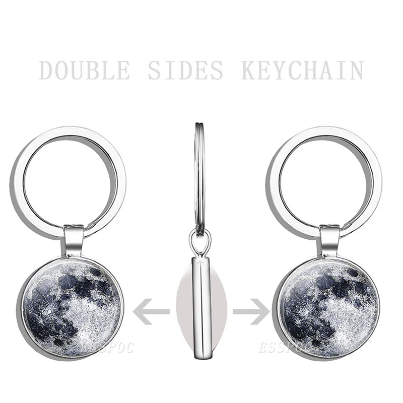 Цепочка для ключей мужчин и женщин двухсторонний стеклянный брелок с