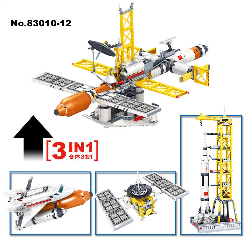 Космические приключения небольшие строительные кирпичи космический корабль ракетная установка Станция