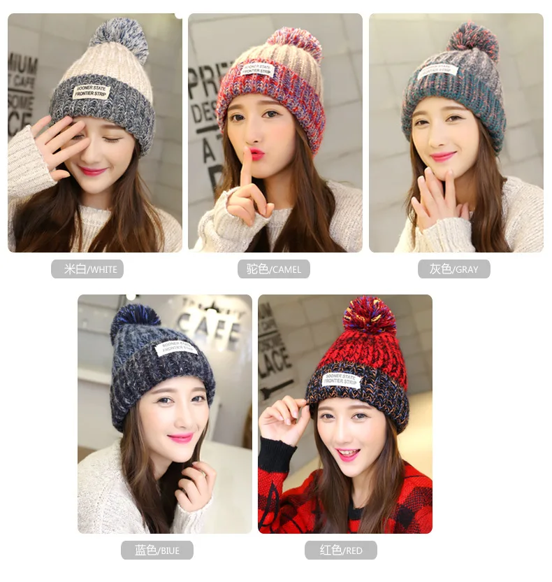 

New Fashion Warm Winter Woman Hat Outdoor Casual Hat Ear Protection Knitted Woolen Cap Girl Student Hat Wholesale Bonnets