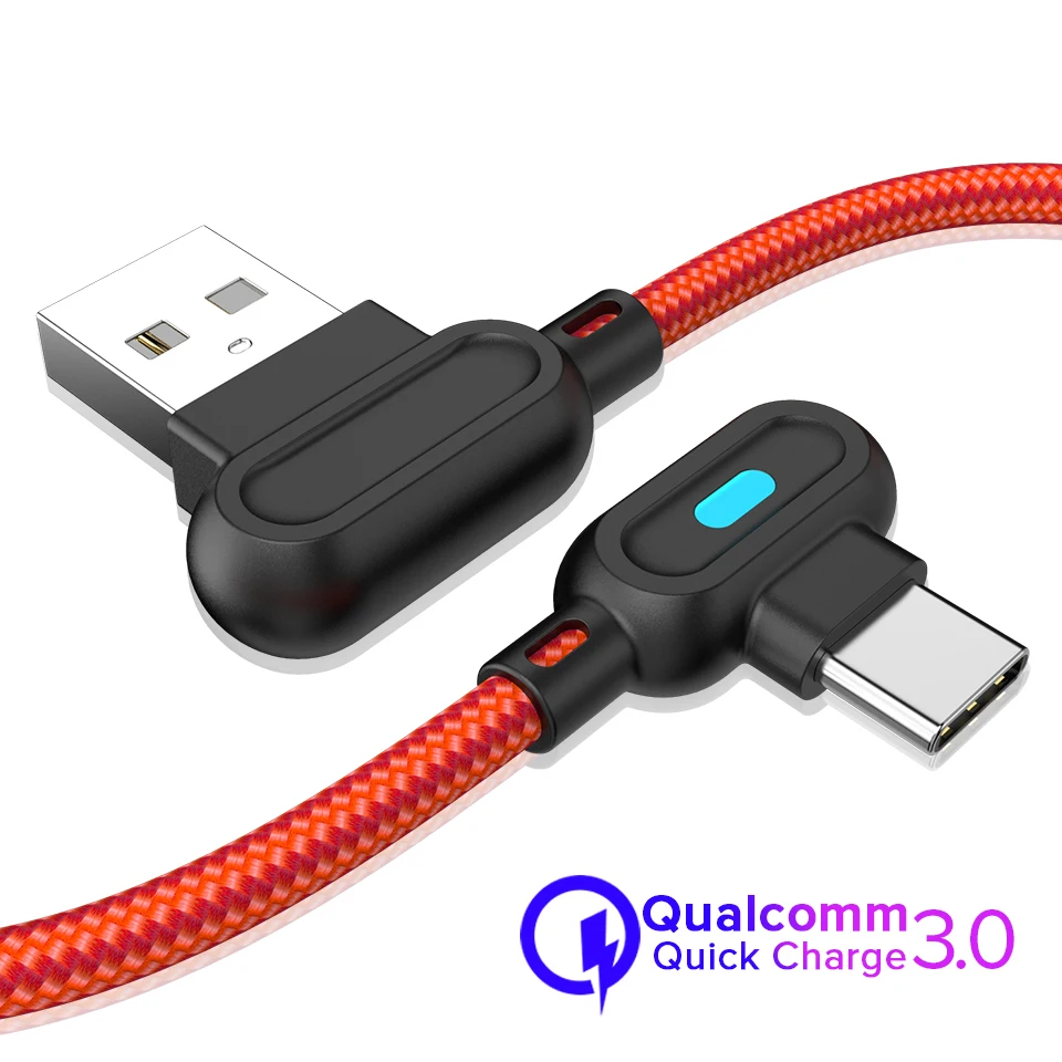 1 м 2 м 2.4A USB кабель для быстрой зарядки type C 180 градусов игровой шнур для samsung S10 S9 S8 мобильный телефон игровой провод для Xiaomi huawei