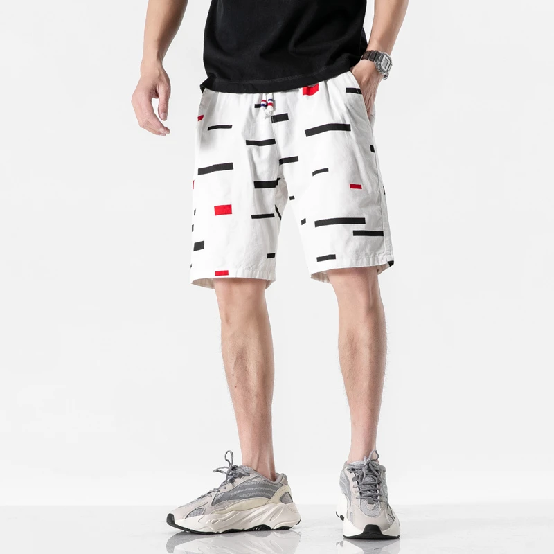 L 5XL Мужские шорты из хлопка с принтом летние мужские пляжные повседневные