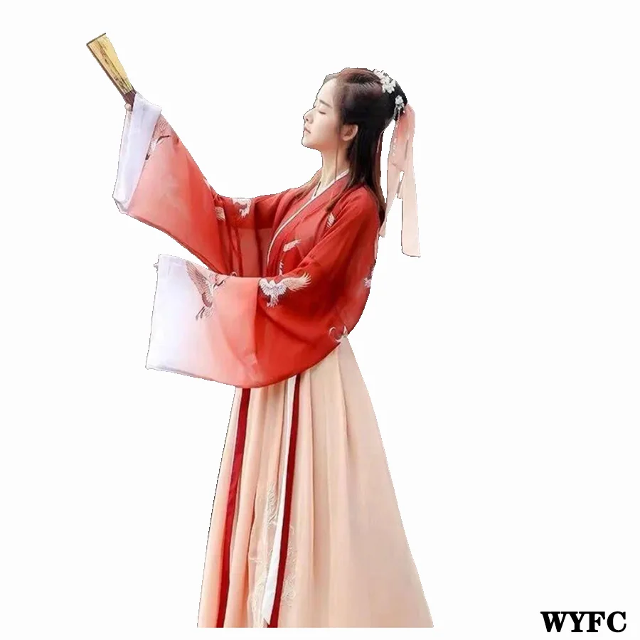 Женская одежда Hanfu по низкой цене женское платье с перекрестной горловиной и