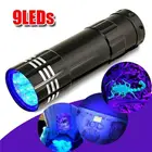 Ультрафиолетовый светодиодный фонарик, зуммируемый мини-фонарь с черным светом для обнаружения пятен мочи животных, для охоты на скорпионов, 9 светодиодный
