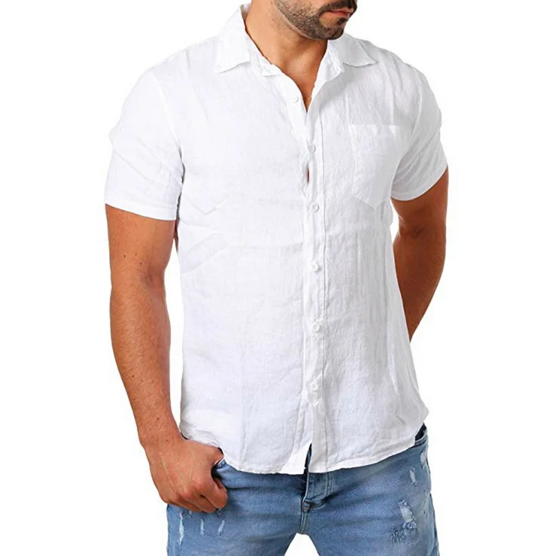 White 2 OEAK мужские рубашки свободного кроя в Кубинском стиле Guayabera льняные рубашки повседневные пляжные рубашки на пуговицах M-3XL свободные однотонные рубашки с длинным рукавом - Цвет: White 2