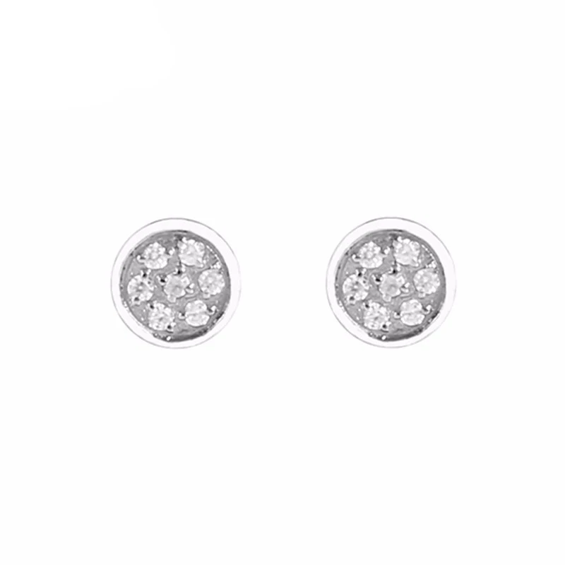 Серьги-гвоздики женские круглые из нержавеющей стали с кристаллами | Украшения и
