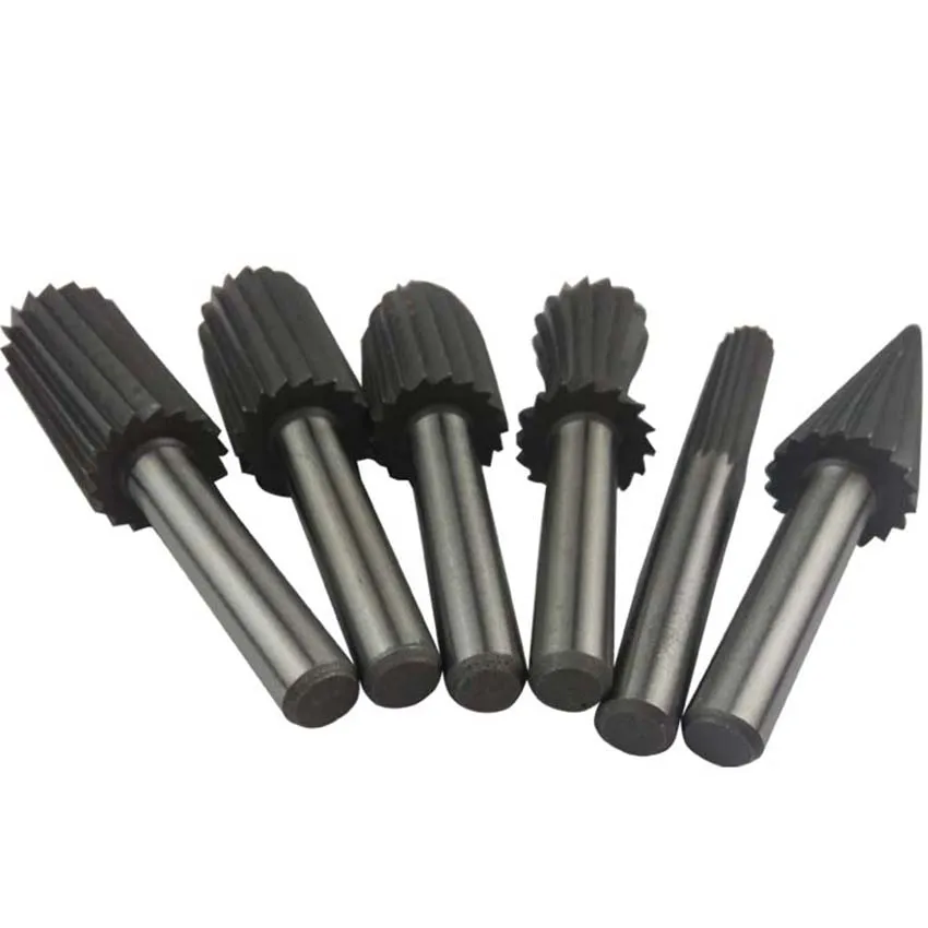 

6pcs/set Hard High Speed Steel Rotary Files Woodworking Rasp Bit Tool for Carving/Grinding/Polishing 6MM Handle