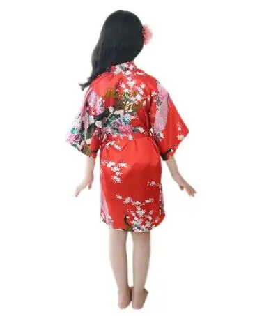 Детские халаты для маленьких девочек пеньюар шелковое атласное кимоно наряд