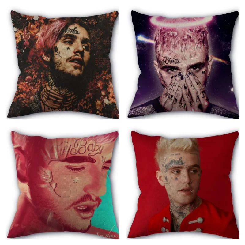 

Custom Lil Peep Pillowcase Linen Cotton Fabric Pillowcases Wedding Pillow Cover Home Decorative Size 45x45cm One Side Not Fade