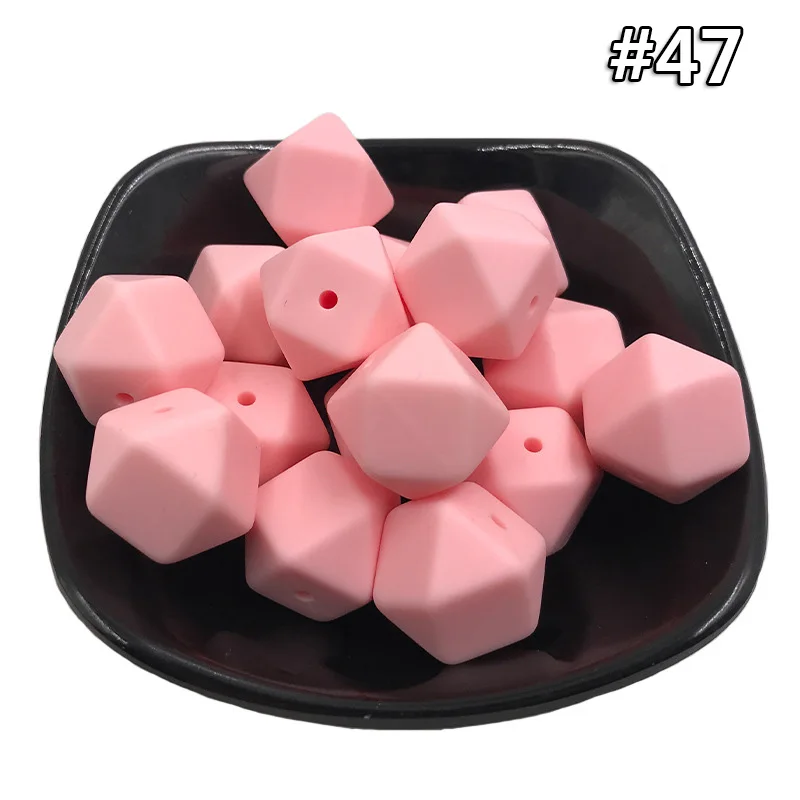 Silicone teether 47 10 шт. DIY 14 мм детский силиконовый Прорезыватель для зубов пищевой пустышки цепи шестигранные бусины аксессуары Детские Прорезыватели пустышки цепи игрушки - Цвет: Silicone teether 47