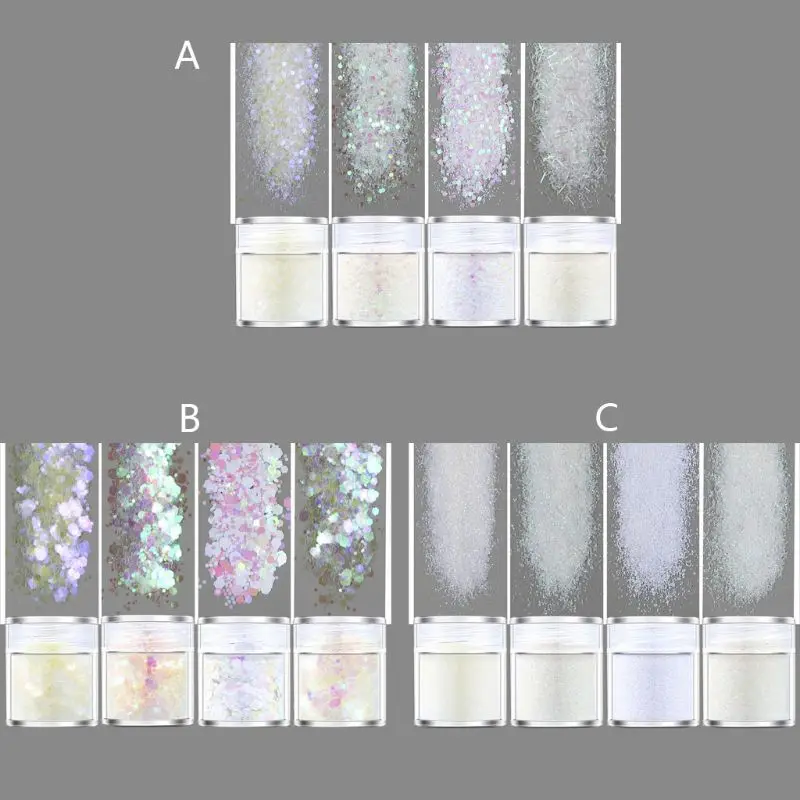 

4Color Rainbow White Glitters Sequains Resin Pigment Kit Nail Art Jewelry Making