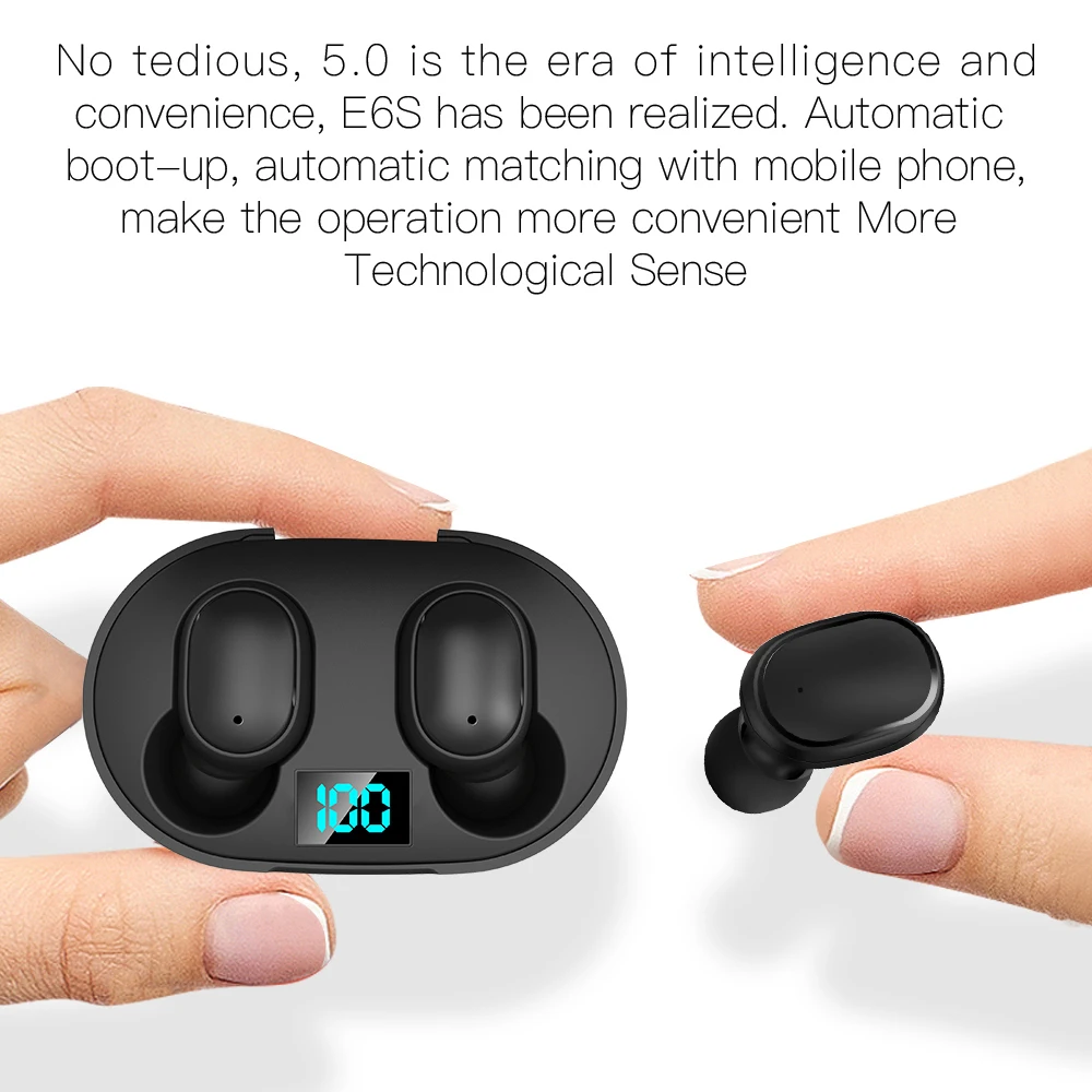 TWS наушники E6S с поддержкой Bluetooth 5 0 и зарядным футляром на 280 мА · ч|Наушники