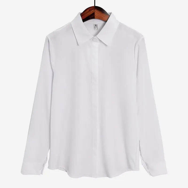 

Office Wear 2021 Fashion Spring White Plus Size Button Up Shirt Long Sleeve Women Stylish Blouses Oversized Shirt