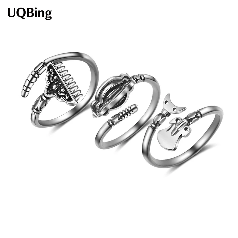 

Geomtric Retro Journey to the West Apprentice Weapon Rings For Women 925 Sterling Silver Jewelry
