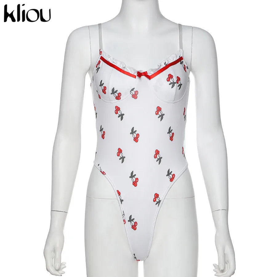 Kliou Женское боди с v образным вырезом милая майка открытой спиной и бантом