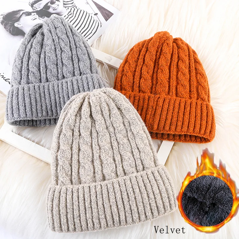 Женские шапки 2021 Новые однотонные вязаные теплые мягкие модные простые женские