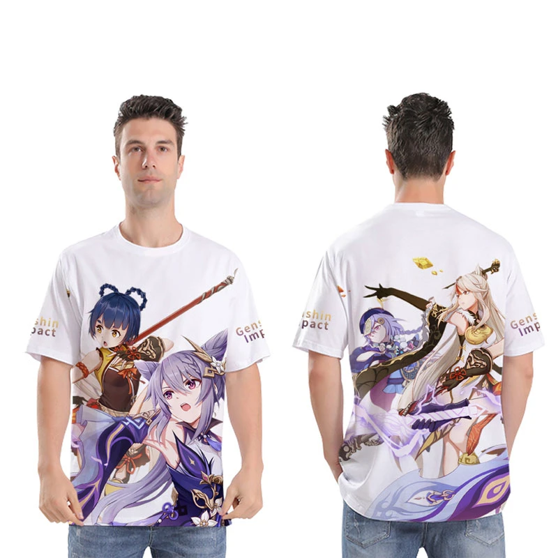 

Anime Genshin Impact 3D Printing T-Shirt Casual Student Fashion Short Teenger Sleeve Summer Clothing Tops Modal Men Women Tee