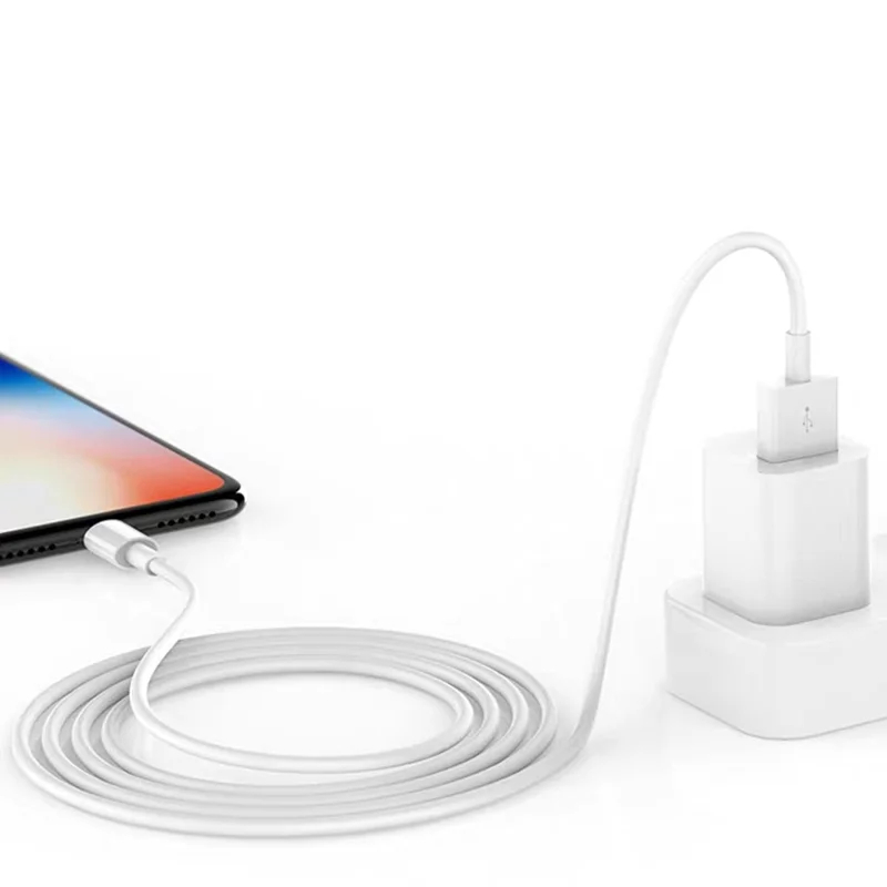 1 м 2 USB-кабель для зарядки с европейской вилкой зарядное устройство iPhone 7 8 6 6S Plus XR XS