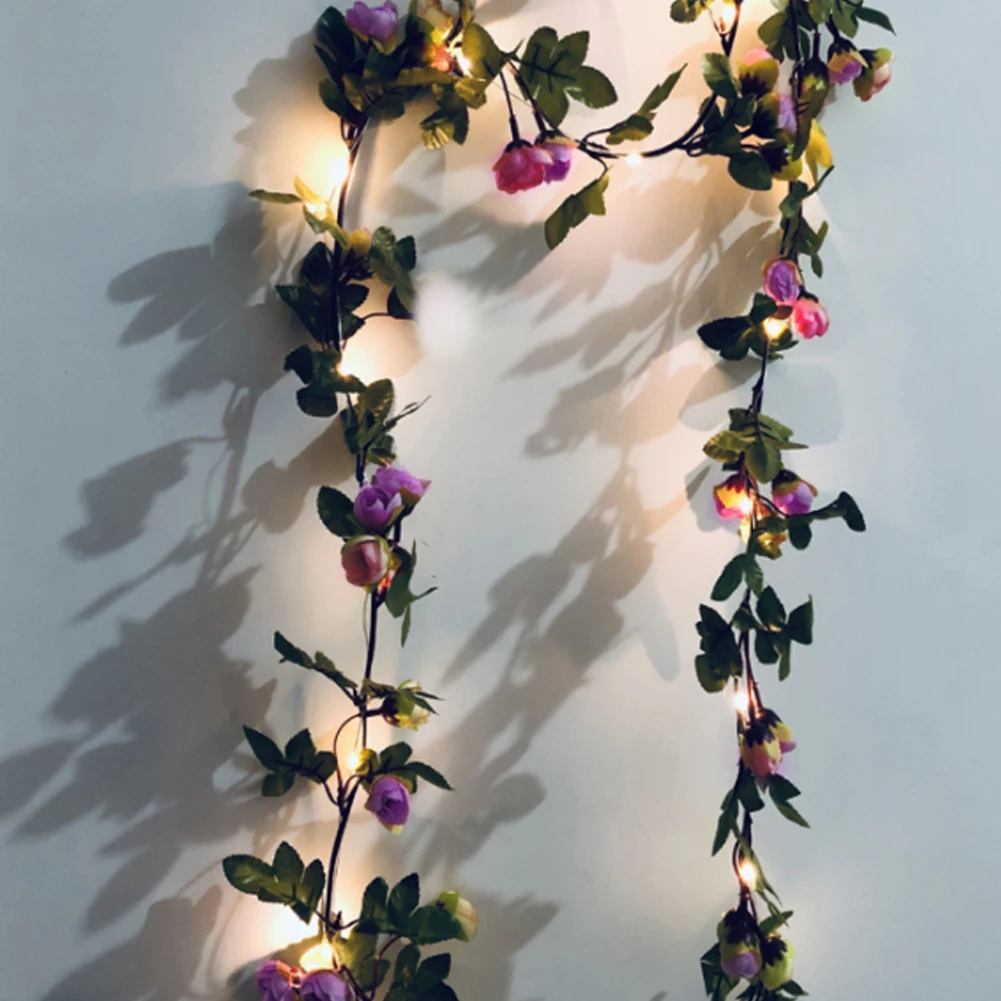 

25LED Fairy Light for Valentine's, Party Garden Flower Bud Rattan String Lights Battery Powered Flower Bud Rattan Garland Plant