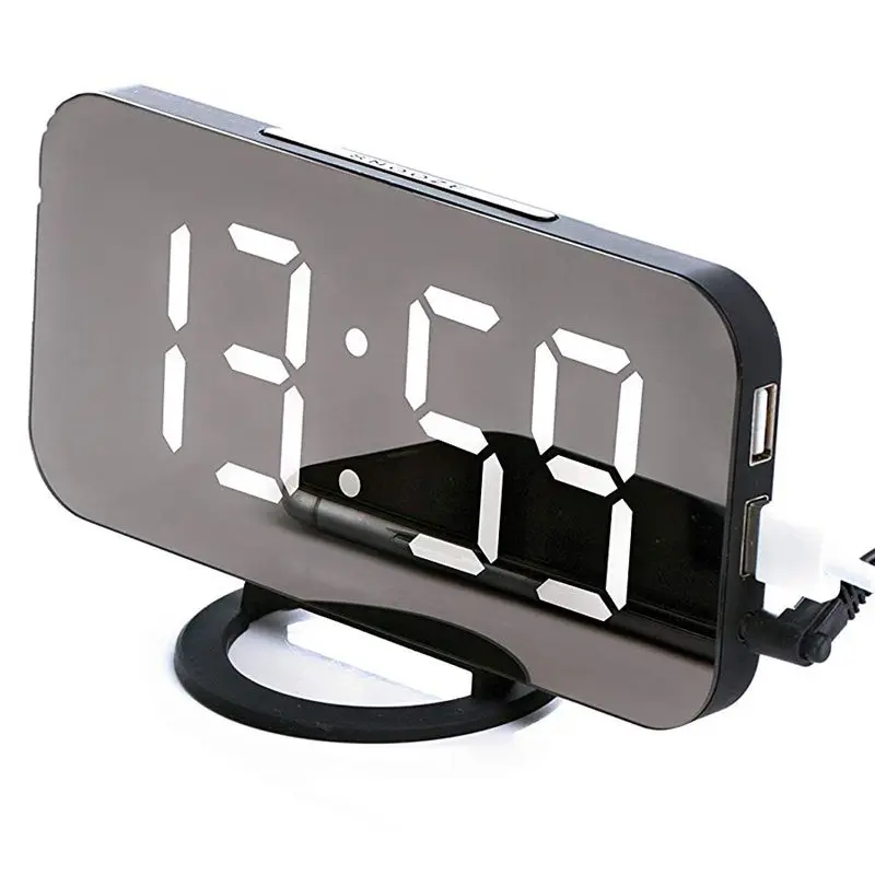 

Цифровой Будильник-стильные светодиодные часы с USB-портом, большой дисплей, регулировка яркости дисплея, функция s