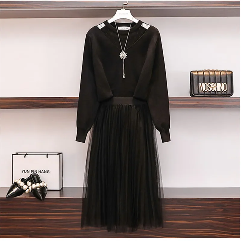 Женский трикотажный комплект из 2 предметов повседневный большого размера и