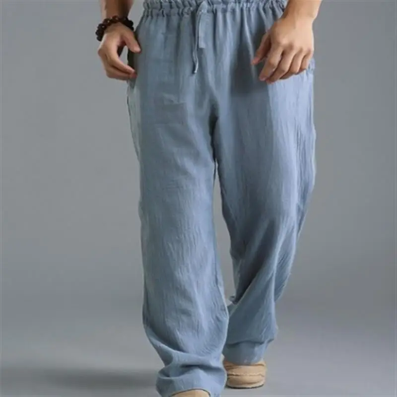 

2021 Men's Washed Cotton Casual Pants Home Sweatpants Yoga Cotton Linen Casual Pants Street Trend