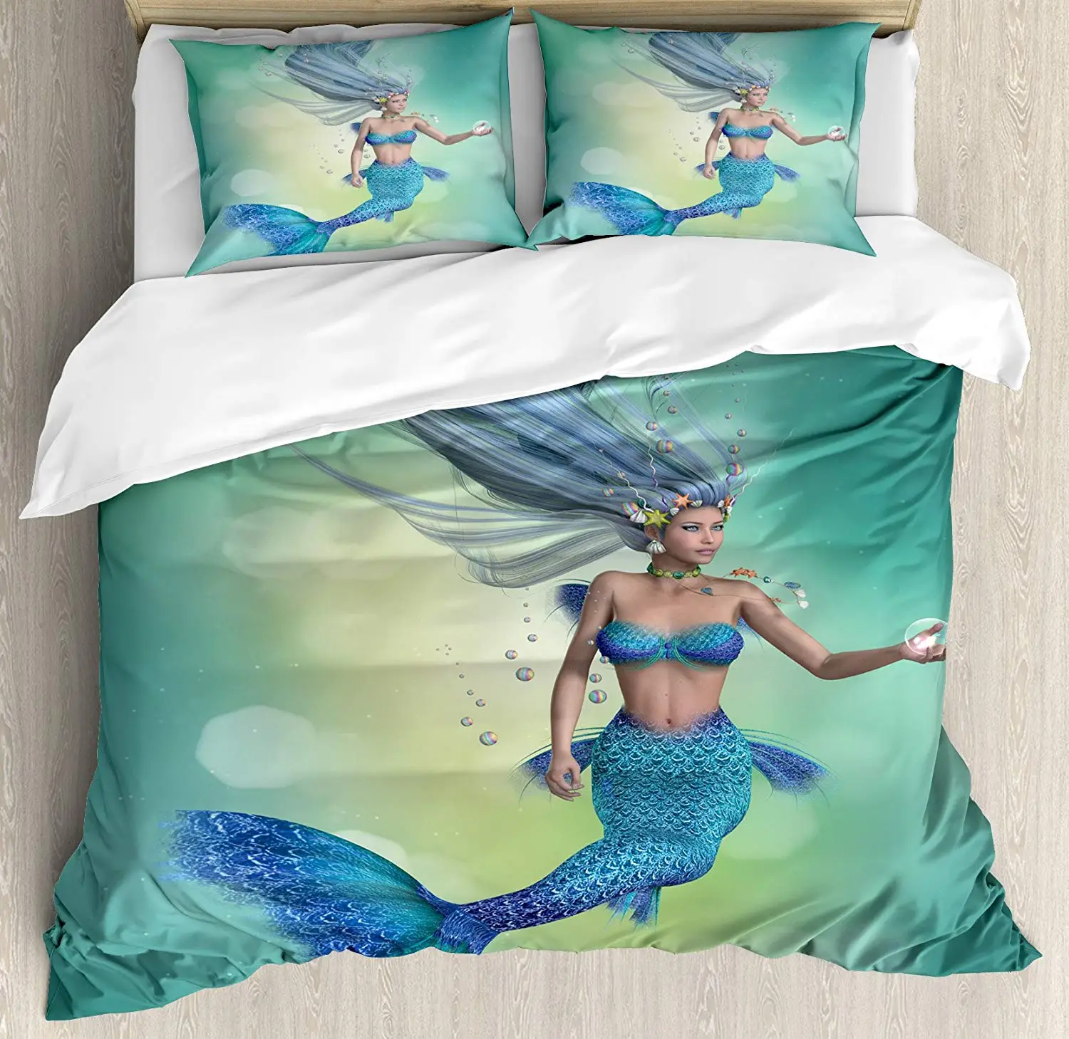 Подводный пододеяльник набор Русалка верхняя часть тела женщины и хвост рыбы для