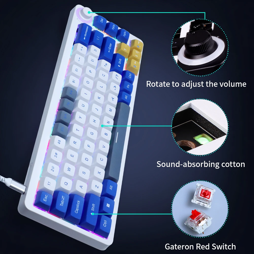 Программируемая распределительная коробка GK68 RGB с горячей заменой может