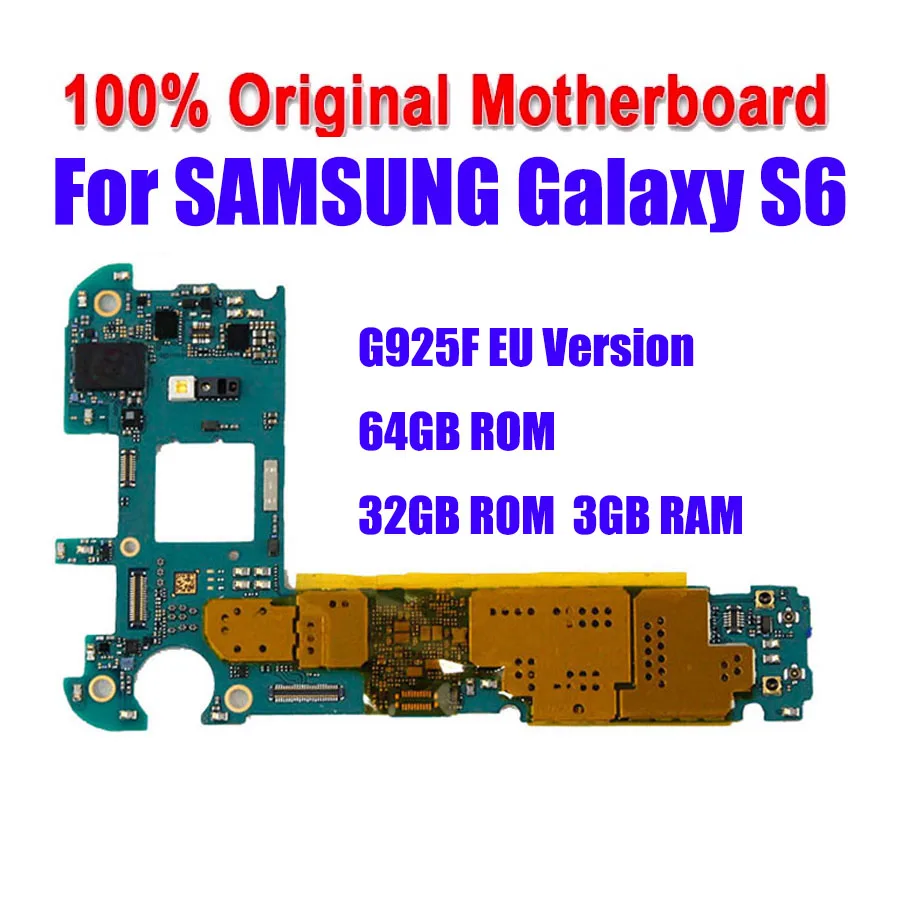 Оригинальная разблокированная основная материнская плата 32 ГБ для Samsung Galaxy S6 Edge