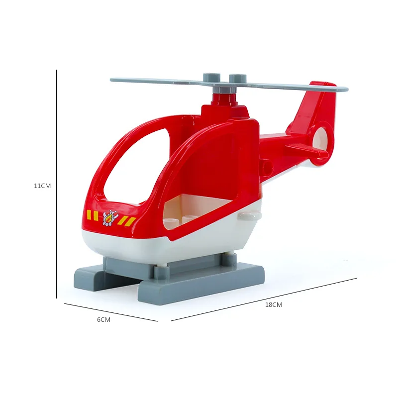 

Big Size City Compatible Red Fire Helicopter Educational Building Blocks Birthday Present Model Toys Cultivate Interest