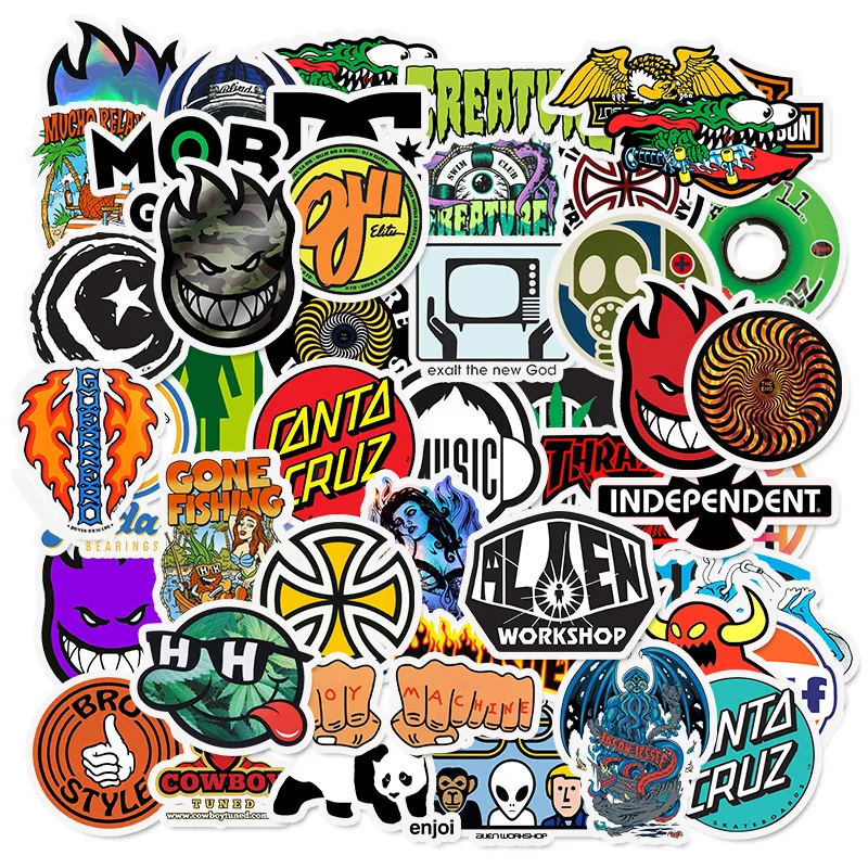 

TD ZW 50 Pcs/ Lot Skateboard Fashion Brand Logo Waterproof Stickers For Luggage Car Laptop Motorcycle bicycle decal Stickers