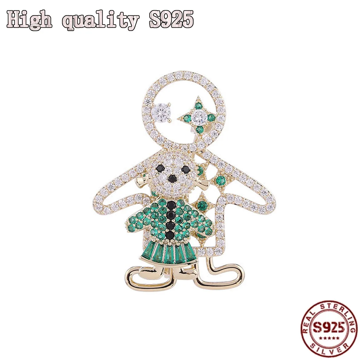 

New High Quality Clothes Lovely Double Layer Cartoon Characters Rotating Crystal Women's Brooch Jewelry Luxury Christmas Gifts
