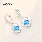 NEHZY S925 штамп 2022 новые женские модные ювелирные изделия высокого качества синие розовые фианиты простые серьги в форме сердца