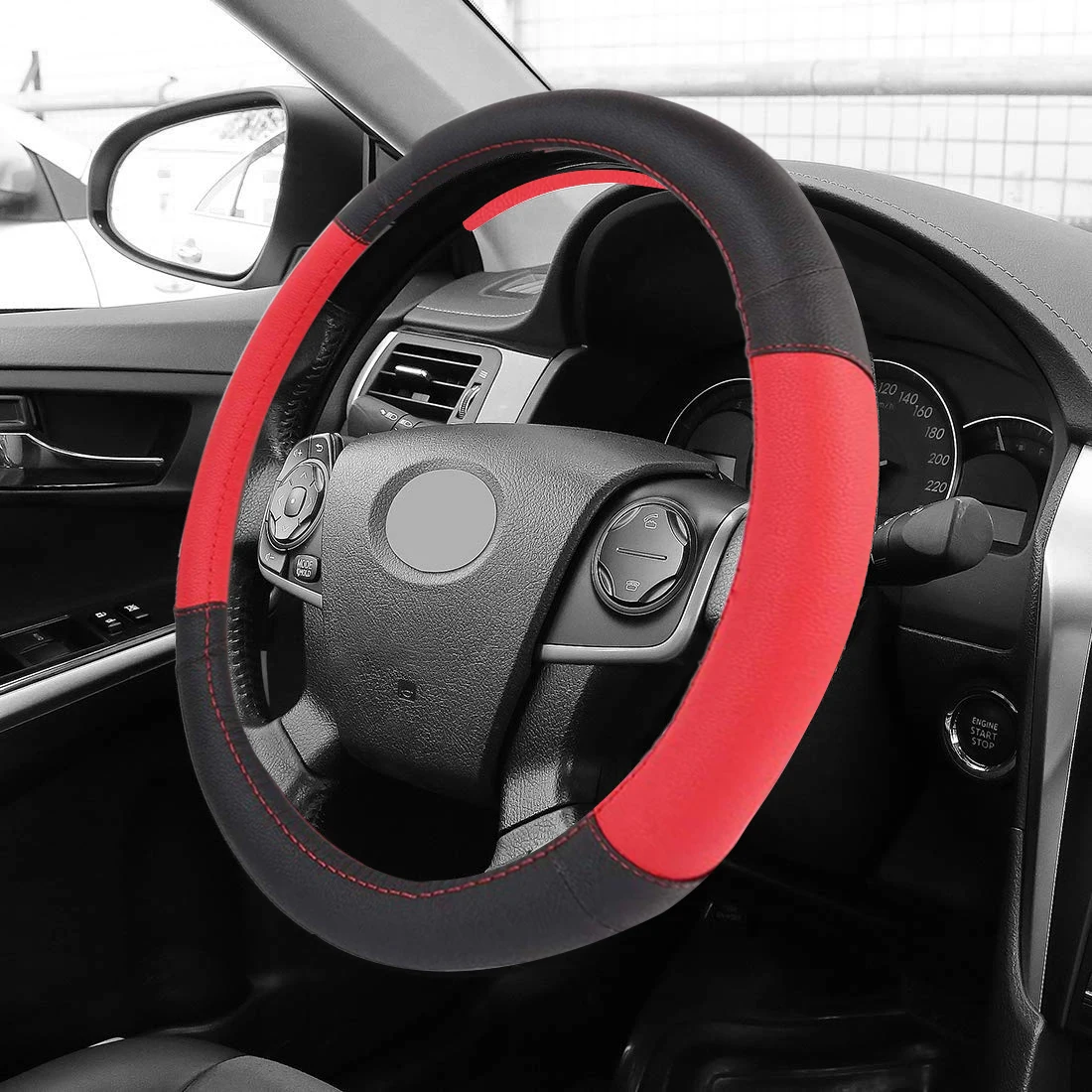 X Autohaux Высококачественная дышащая кожаная Автомобильная оплетка рулевого колеса