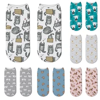 new 3d printed fashion short socks for man women casual cute cartoon pet cats dogs printing autumn cotton low ankle socks gifts