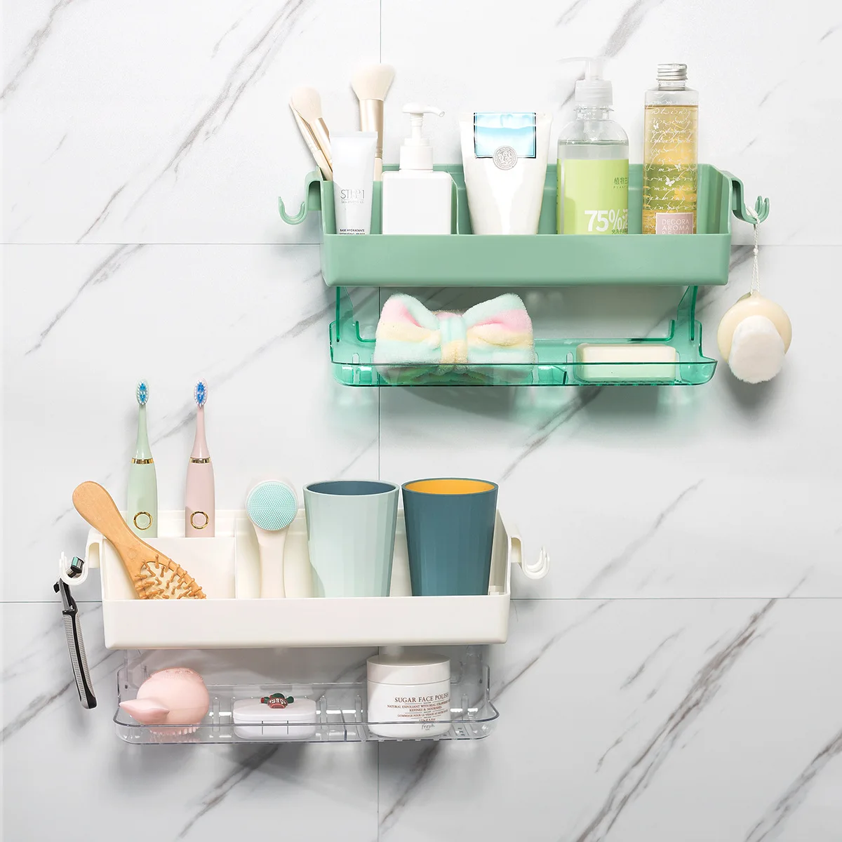 

Storage makeuporganizer for cosmeticsDouble-layer bathroom storage rack,