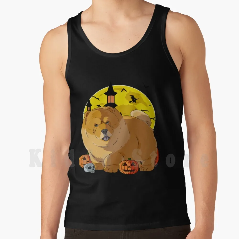 

Chow майка для Хэллоуина с тыквой ведьмой жилет 100% хлопок Счастливый Хэллоуин Chow Chowdren Jack O