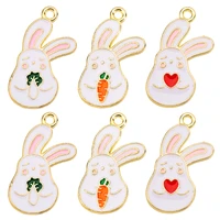 20pcs 1225mm enamel cute cartoon chinese cabbage carrot love heart rabbit pendant ornament diy handmade necklace jewelry craft