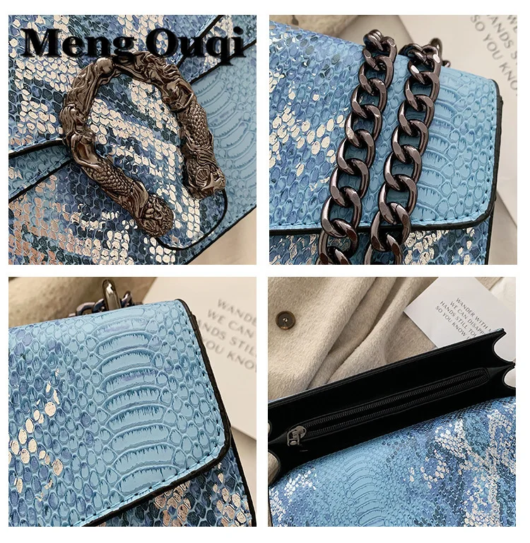 

Wallet Women Bag Serpentine PU Leather Messenger Bag Designer Chain Shoulder Crossbody Bag Women Handbag Bolso Mujer and Purses