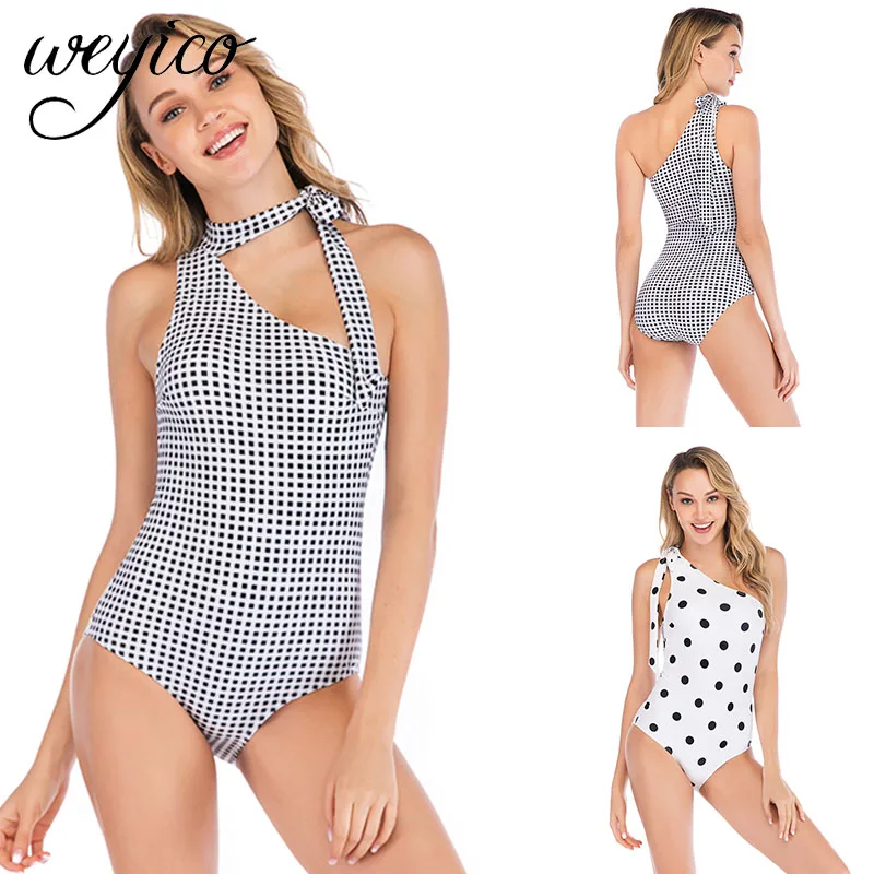 Женский слитный купальник 2020 пикантные купальные костюмы в горошек с открытым