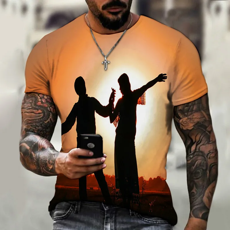 

Футболка мужская летняя повседневная с 3D-принтом, популярные модные уличные топы для танцев с короткими рукавами в стиле хип-хоп для мальчи...