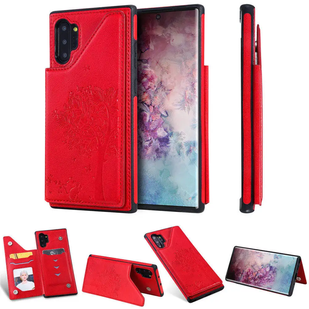 Для samsung Galaxy Note 10 Note 10+ 5G Чехол кожаный флип чехол-портмоне держатель чехол для samsung Note 10pro Note10 Plus Fundas - Цвет: Red