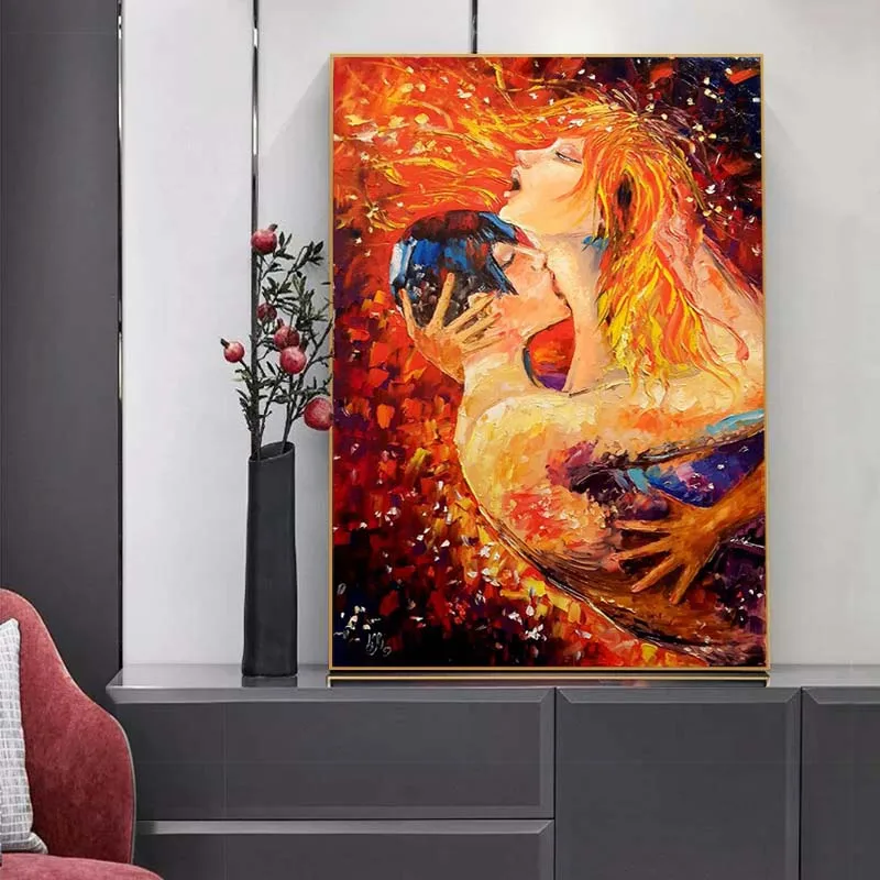 

Abstract Couple Lovers Art Oil Painting on Canvas Prints Posters Wall Pictures Cuadros Bedroom Decor Home Room Decor Printings