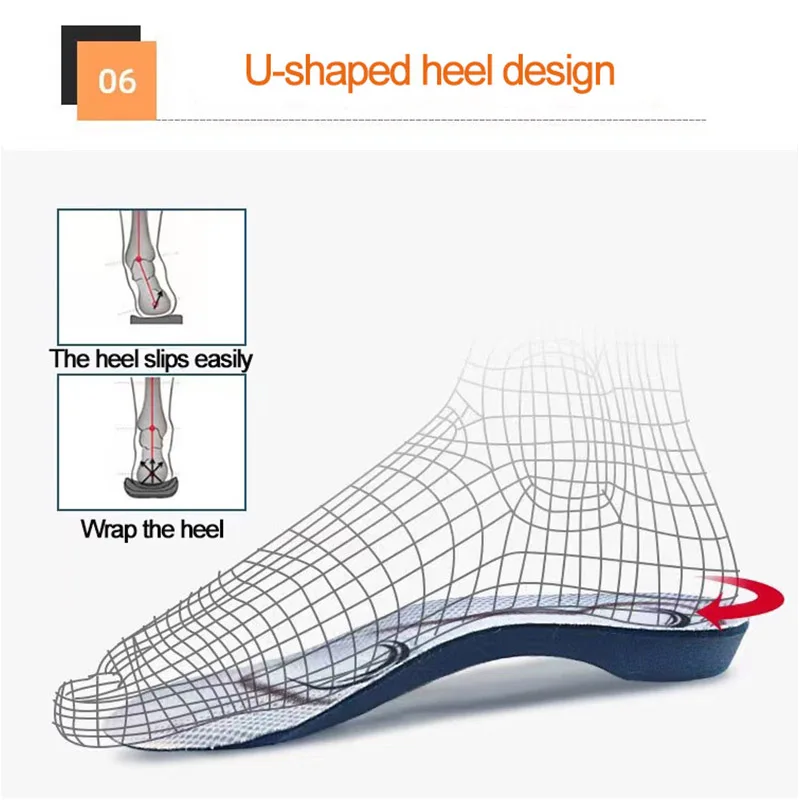 3/4 Arch Support Insole Insert Flat Foot Orthopedic Insole Plantar Fasciitis Correction Unisex High Arch Support Pad
