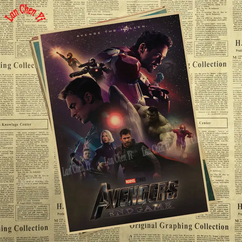 Тёмно-синий Marvel Фильм Мстители: эндшпиль крафт-бумага плакат художественный напечатанный номер живопись наклейки на стену - Цвет: Тёмно-синий