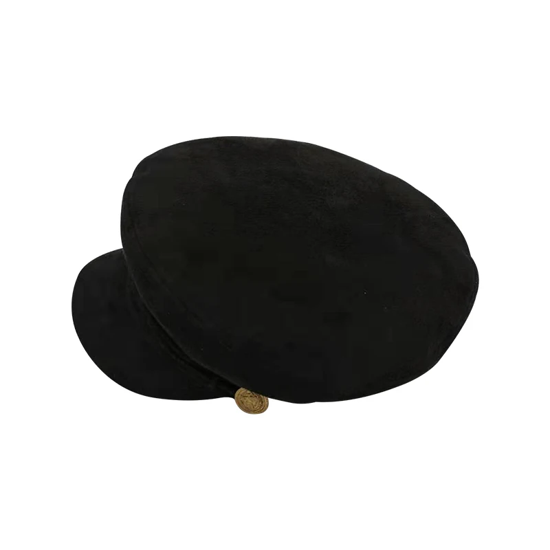 Лидер продаж осенняя Модная женская кепка в британском стиле теплая черная Ретро
